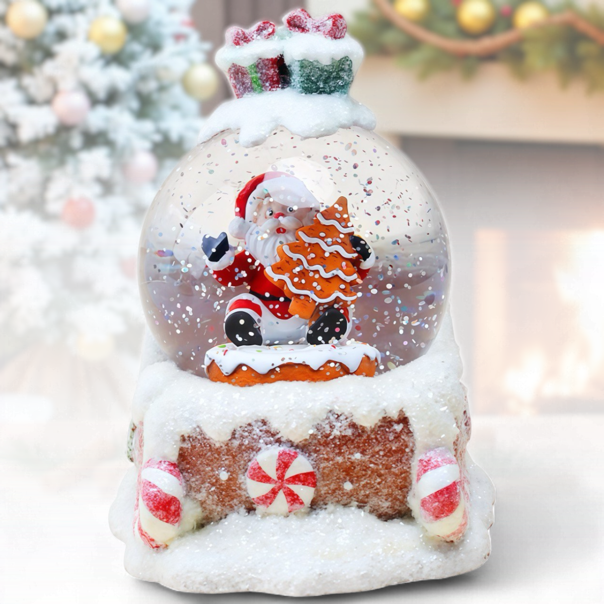 Новорічний LED світильник "Куля на санях" з музикою та рухом конфетті HC-Q067, фото 1