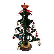 Ялинка настільна дерев'яна з підвісними іграшками (25×16×16 см), фото 2