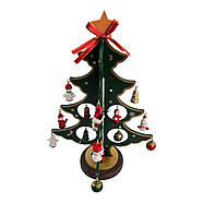 Ялинка настільна дерев'яна з підвісними іграшками (25×16×16 см), фото 4