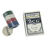 Покерний набір (колода карт, 40 фішок, жетон дилера) (фішка d-4 см), фото 5