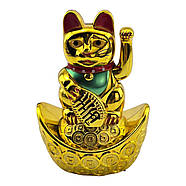 Кішка Манекі-неко махає лапою на чаші багатства (9,7 х7х4, 8 см), фото 3