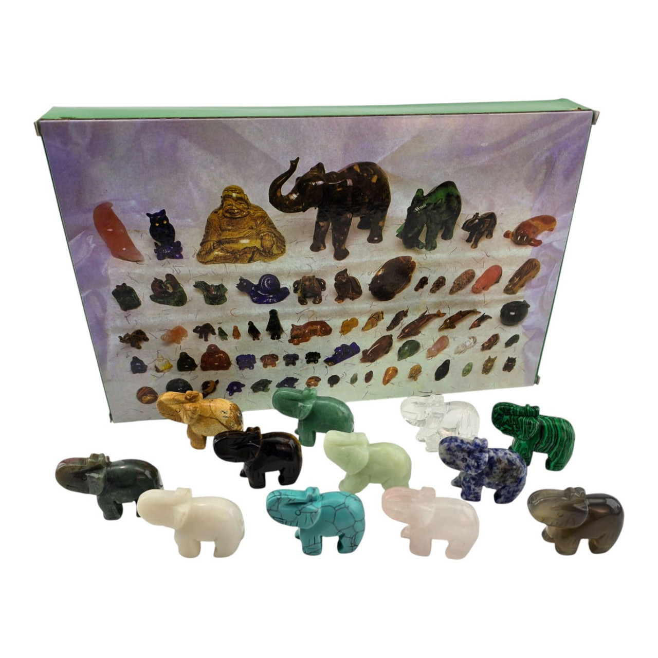 Слони кам'яні набір (н-р/12шт) (слоник 4,8×3,7×1,8 см), фото 1