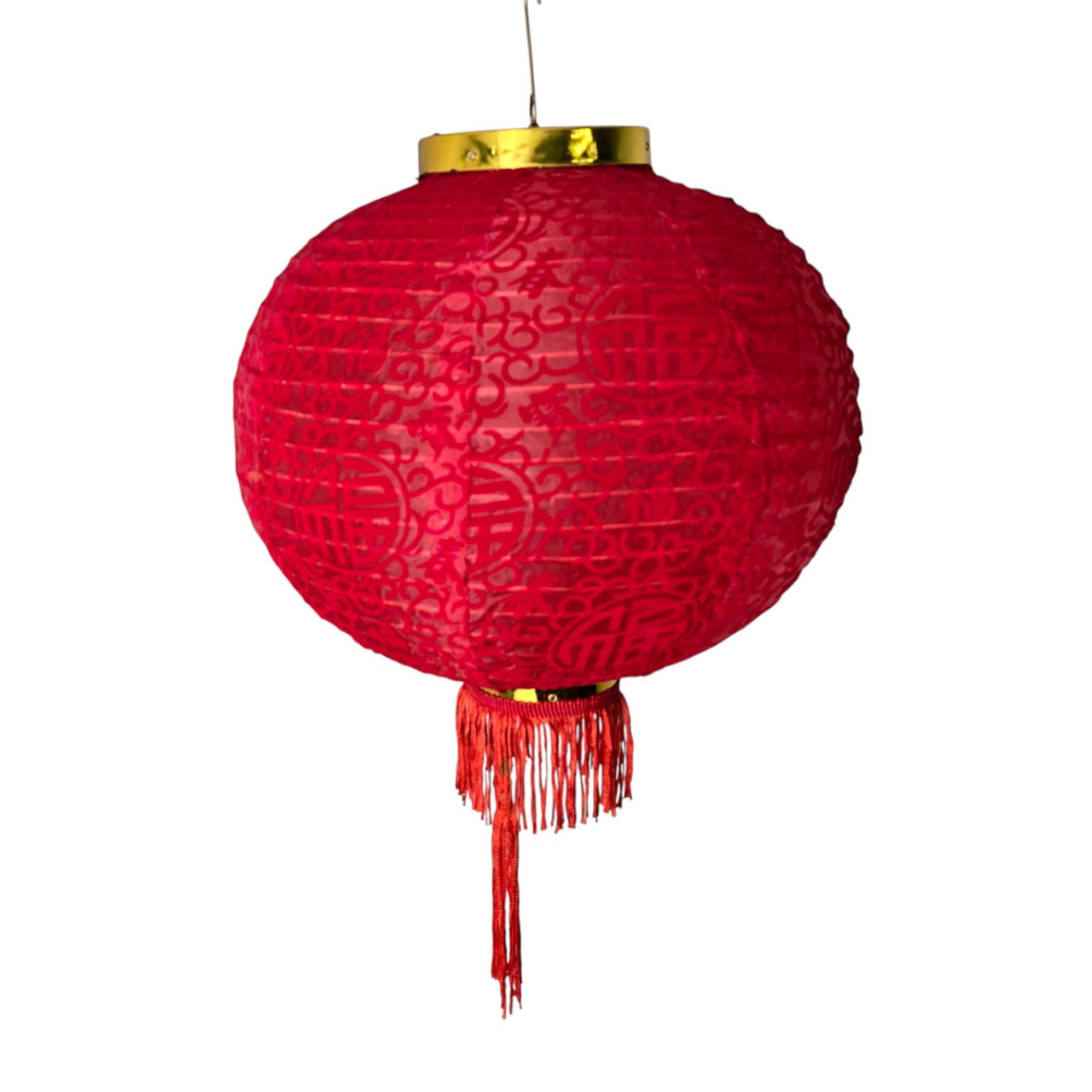 Ліхтарик китайський шовковий із символом удачі, червоний (d-35см), фото 1