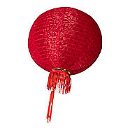 Ліхтарик китайський шовковий із символом удачі, червоний (d-35см), фото 4
