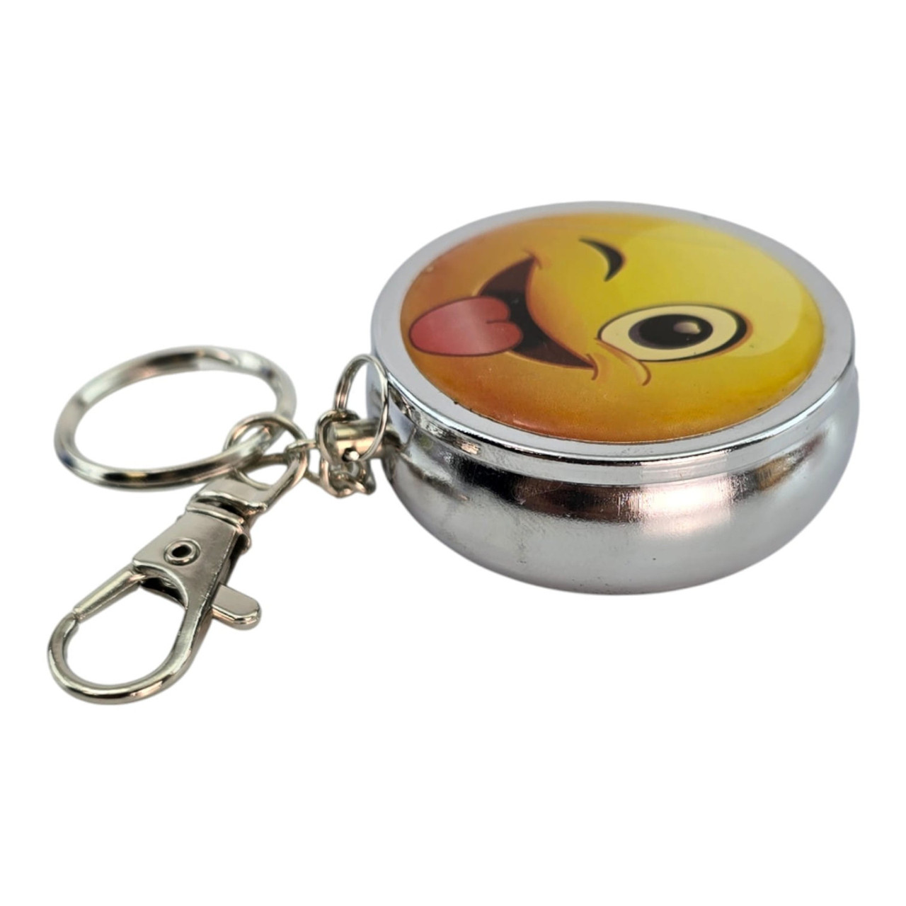 Попільничка-брелок кишенькова з малюнком метал "Смайлик" (d-5 h-1.7 см), фото 1