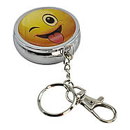 Попільничка-брелок кишенькова з малюнком метал "Смайлик" (d-5 h-1.7 см), фото 2