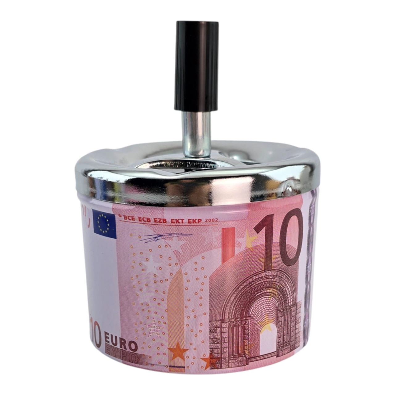 Попільничка з кришкою металева "10 Євро" (d-9.5 см h-12 см), фото 1