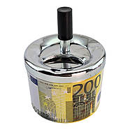 Попільничка з кришкою металева "200 Євро" (d-9.5 см h-12 см), фото 2