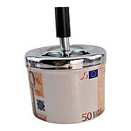 Попільничка з кришкою металева "50 Євро" (d-9.5 см h-12 см), фото 2