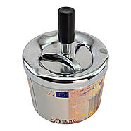 Попільничка з кришкою металева "50 Євро" (d-9.5 см h-12 см), фото 3