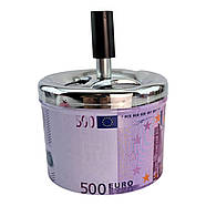 Попільничка з кришкою металева "500 Євро" (d-9.5 см h-12 см), фото 2