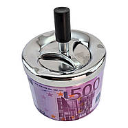 Попільничка з кришкою металева "500 Євро" (d-9.5 см h-12 см), фото 3