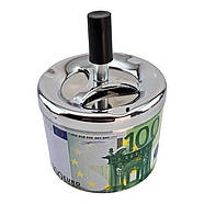 Попільничка з кришкою металева "100 Євро" (d-9.5 см h-12 см), фото 2