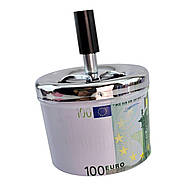 Попільничка з кришкою металева "100 Євро" (d-9.5 см h-12 см), фото 3