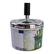 Попільничка з кришкою металева "100 Євро" (d-9.5 см h-12 см), фото 5