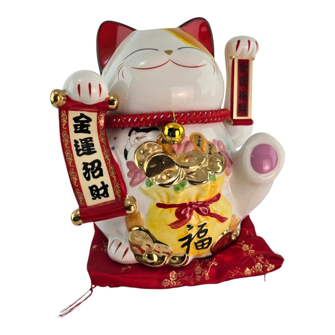 Кіт Манекі-Неко керамічний, статуетка на удачу (23,5×23×17 см), фото 1
