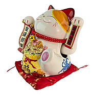 Кіт Манекі-Неко керамічний, статуетка на удачу (23,5×23×17 см), фото 3