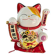 Кіт Манекі-Неко керамічний, статуетка на удачу (23,5×23×17 см), фото 4