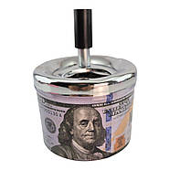 Попільничка з кришкою металева "100$" (d-9.5 см h-12 см), фото 2
