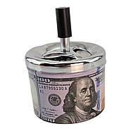 Попільничка з кришкою металева "100$" (d-9.5 см h-12 см), фото 5