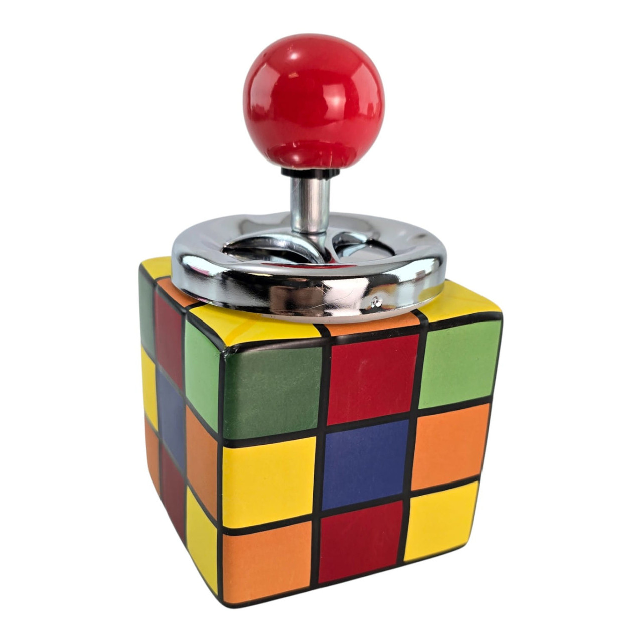 Попільничка з кришкою керамічна "Кубік Рубіка" (15 × 8,5 × 8,5 см), фото 1