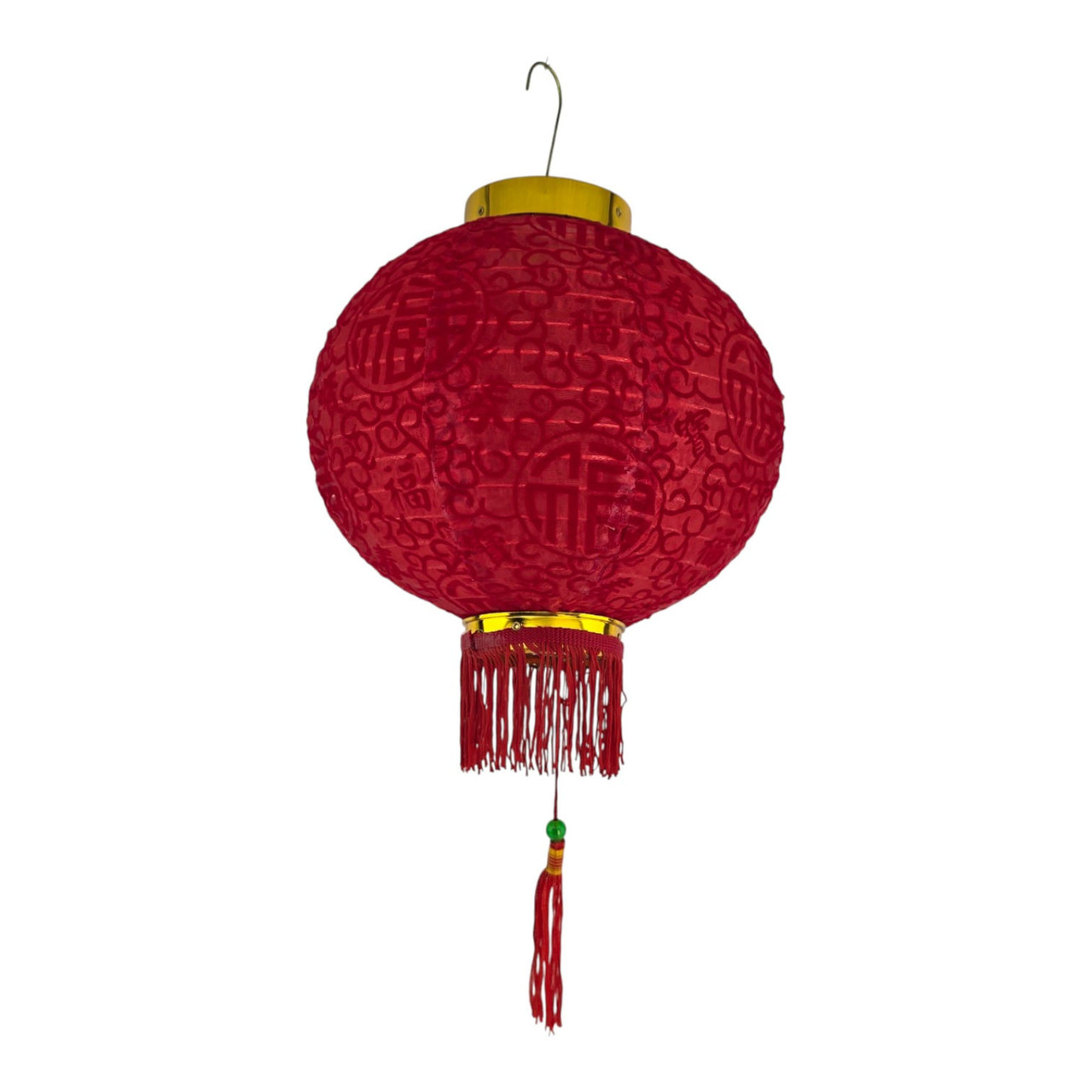 Ліхтарик китайський шовковий із символом удачі, червоний (d-25см), фото 1