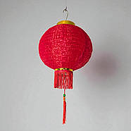 Ліхтарик китайський шовковий із символом удачі, червоний (d-25см), фото 2