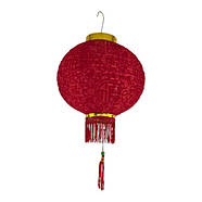 Ліхтарик китайський шовковий із символом удачі, червоний (d-25см), фото 4