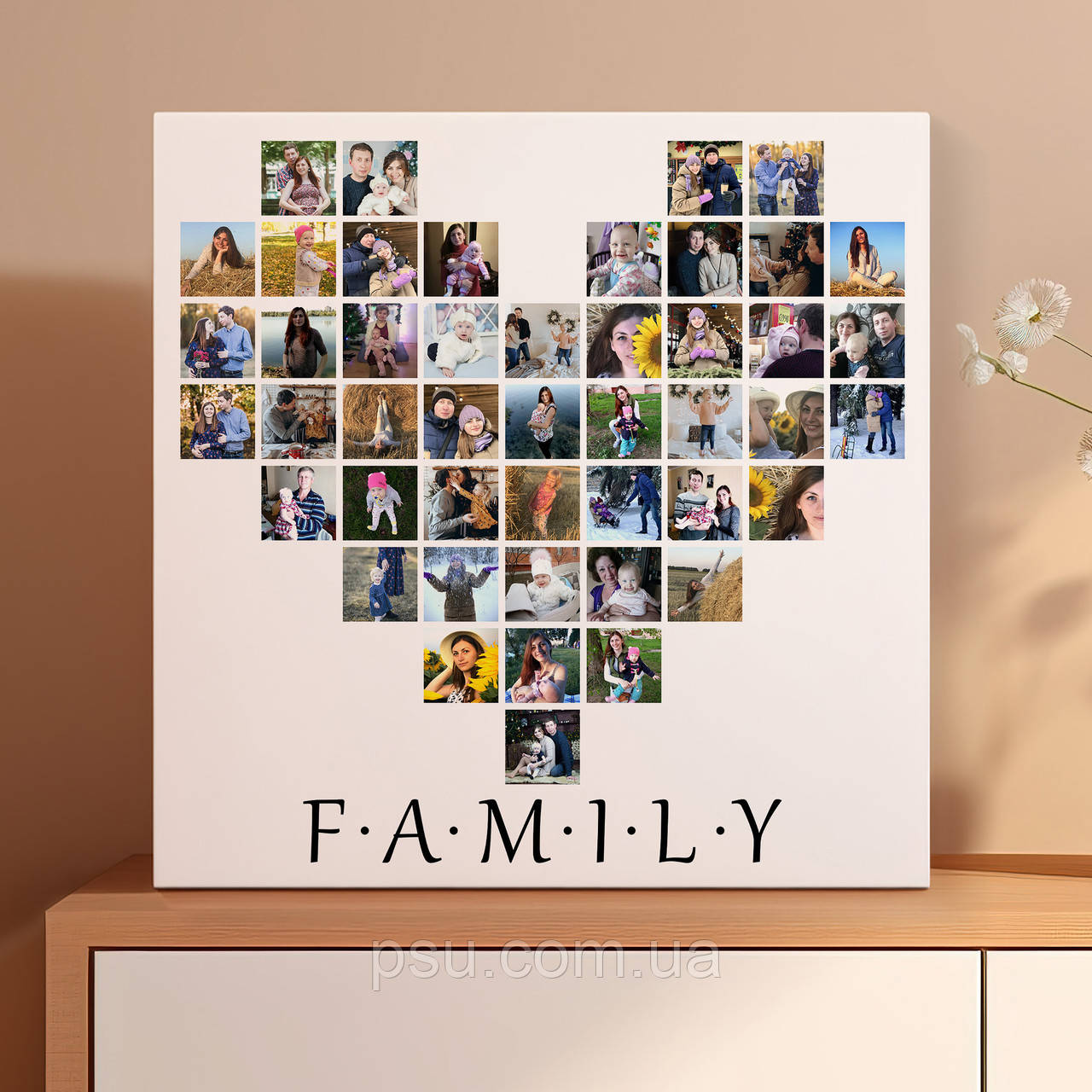 Колаж з фото на натуральному холсті "Серце Класика" на 46 фото, фото 1