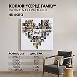 Колаж з фото на натуральному холсті "Серце Family" на 45 фото, фото 4