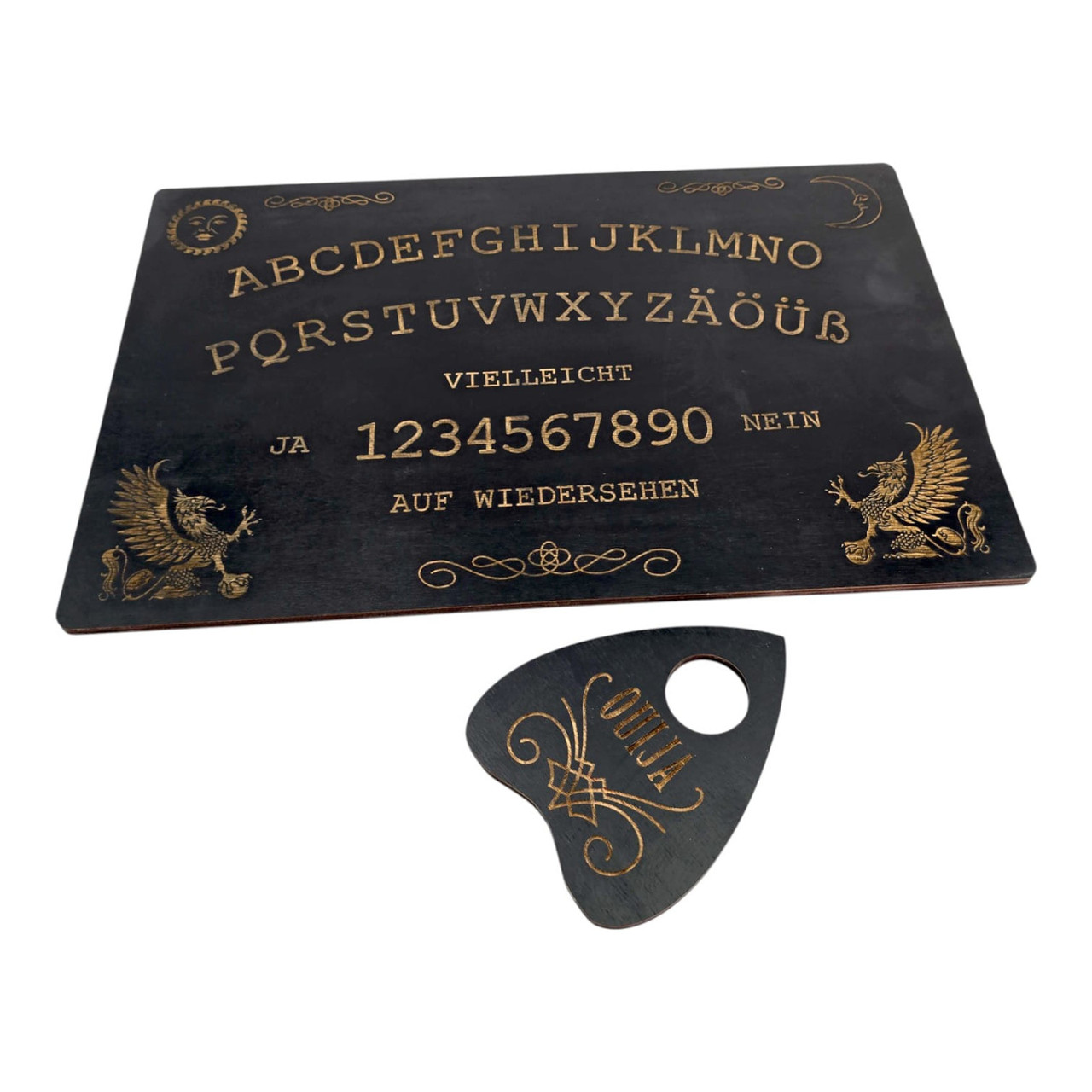 Спіритична дошка OUIJA, німецькою мовою, темна (44,5×29×0,8см), фото 1