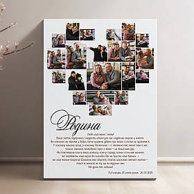 Колаж з фото на натуральному холсті "Серце Привітання" на 20 фото