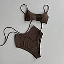 Купальник Reef & Elba із завищеною талією шоколад, фото 2