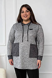 Сіра туніка великих розмірів повсякденна з кишенями