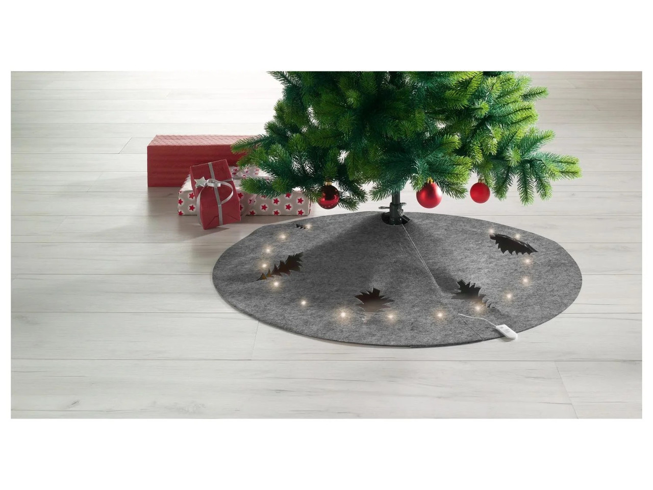LED килимок для ялинки Livarno Home Ø 100 см з підсвіткою спідниця для ялинки, фото 1