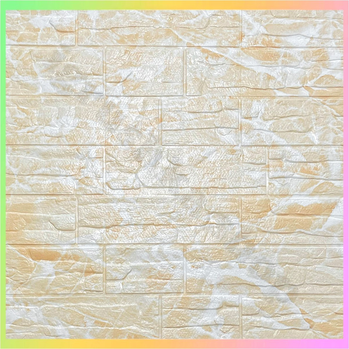 Самоклеюча 3D панель під камінь бежева рвана цегла для стін декор інтер'єру спінений поліпропілен 700х770х5 см, фото 1