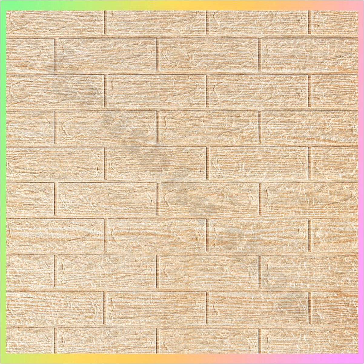 Самоклеючі 3D панелі для стін бежева цегла декоративне покриття інтер'єр 70х77 см шпалери для стін оздоблення інтер'єру, фото 1