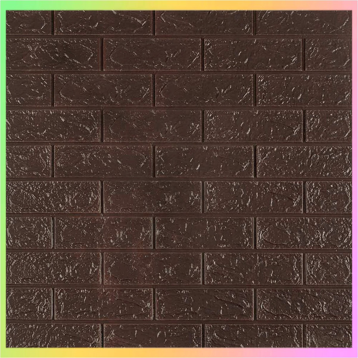 3D самоклеючі панелі цегла чорний шоколад 700x770x3 мм декоративне покриття стін пористий поліпропілен, фото 1