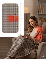 Електричне покривало з підігрівом шаль плед Lesko 140*80 см електрична ковдра регульована температура від usb від повербанка