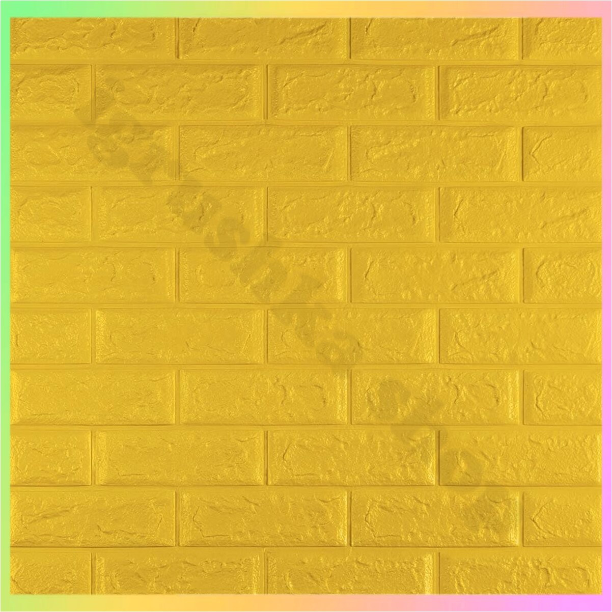 Самоклеючі 3D панелі для стін цегла жовта декоративне покриття інтер'єрне оформлення 70x77 см, фото 1