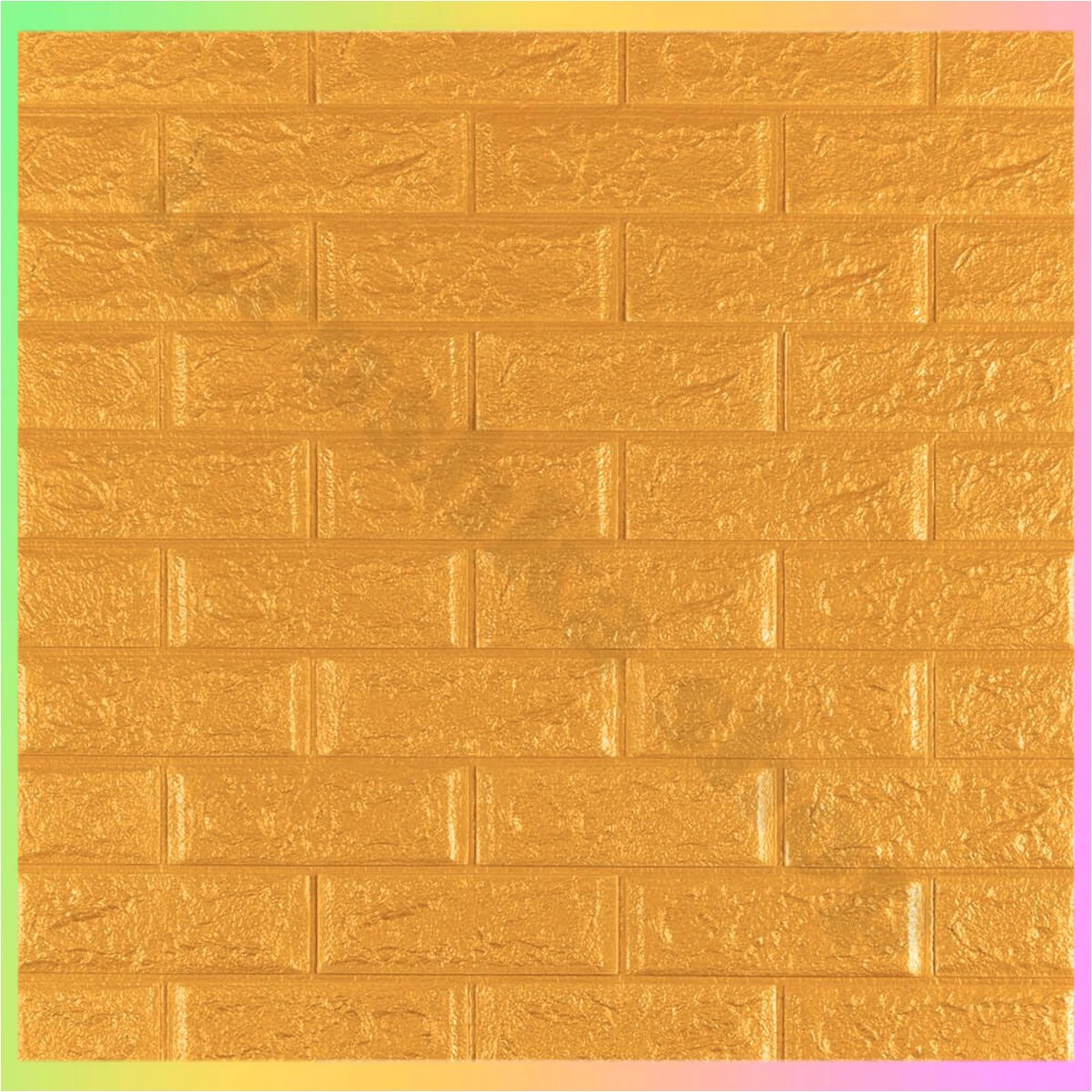 Самоклеючі 3D панелі для стін цегла золота декоративне покриття інтер'єр 70x77 см стильний дизайн оздоблення, фото 1