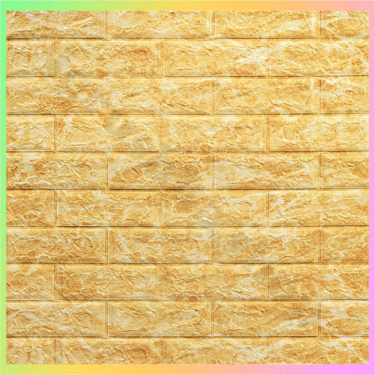 Декоративна 3D панель самоклейка цегла глибока жовта 700х770 мм легкий монтаж гіпоалергенне оздоблення стін, фото 1