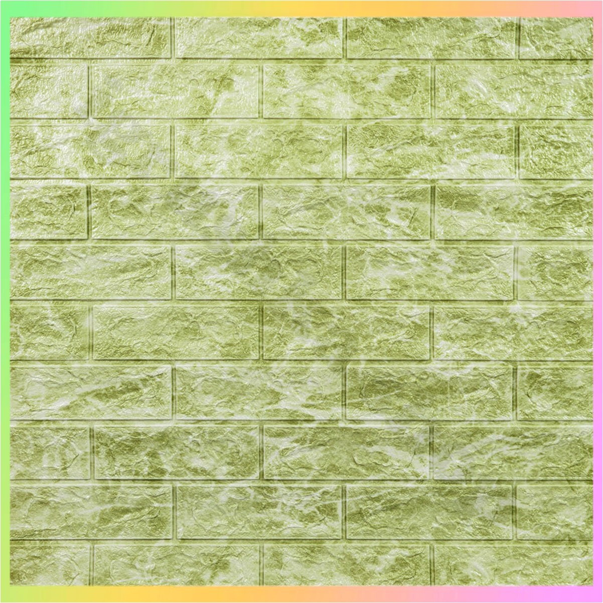 Декоративна 3D панель самоклеюча під цеглу глибокий зелений колір 700х770 мм легкий монтаж гіпоалергенний захист, фото 1