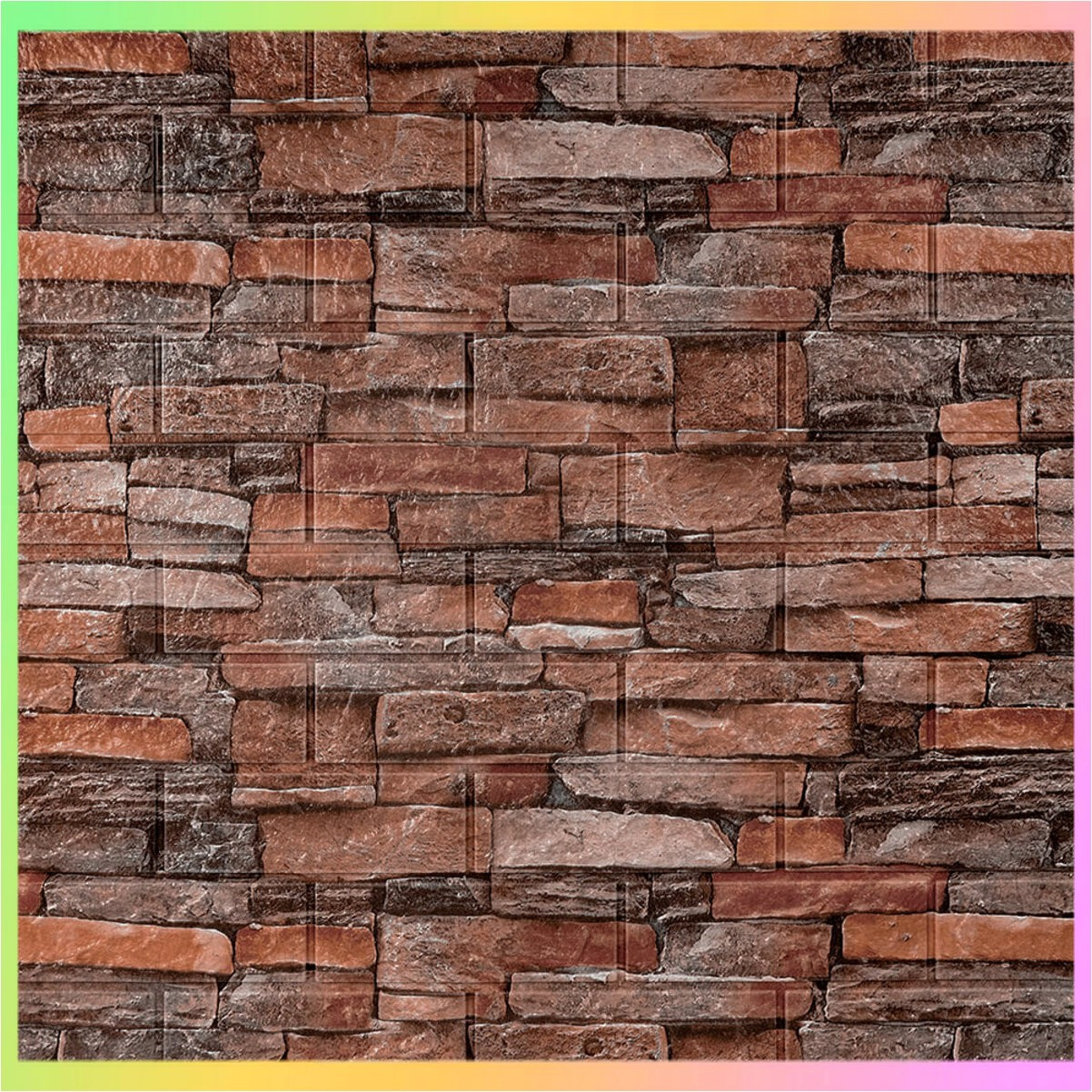 Самоклеючі 3D панелі для стін цегляний червоний піщаник 70х77 см легкий монтаж шумоізоляція, фото 1