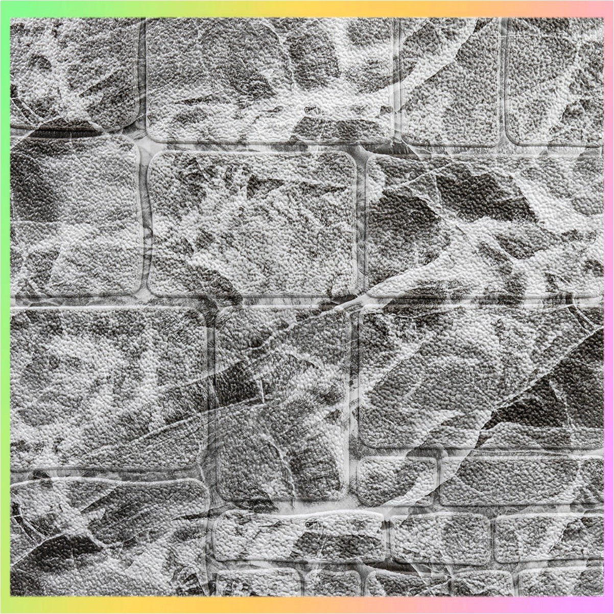 Самоклеюча 3D панель під мармур чорно-білий для стін легкий гіпоалергенний матеріал 700х700х7 см, фото 1