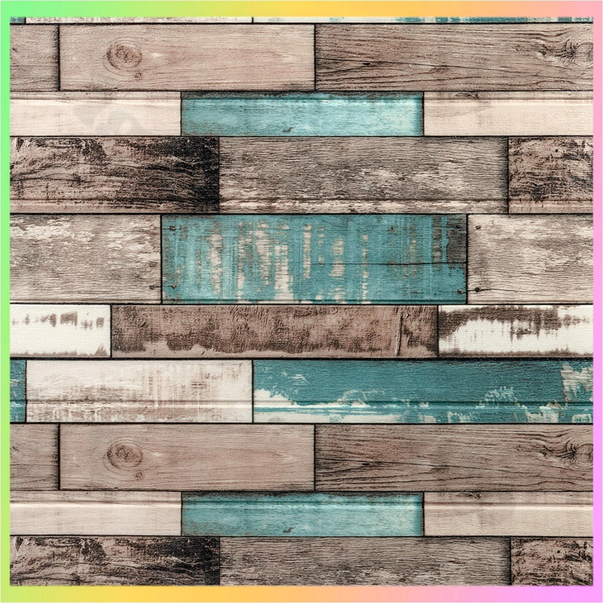 Декоративна 3D панель, що самоклеїться, під дерево синє дерево 70х70 см для стін та інтер'єру кімнати оформлення стін, фото 1