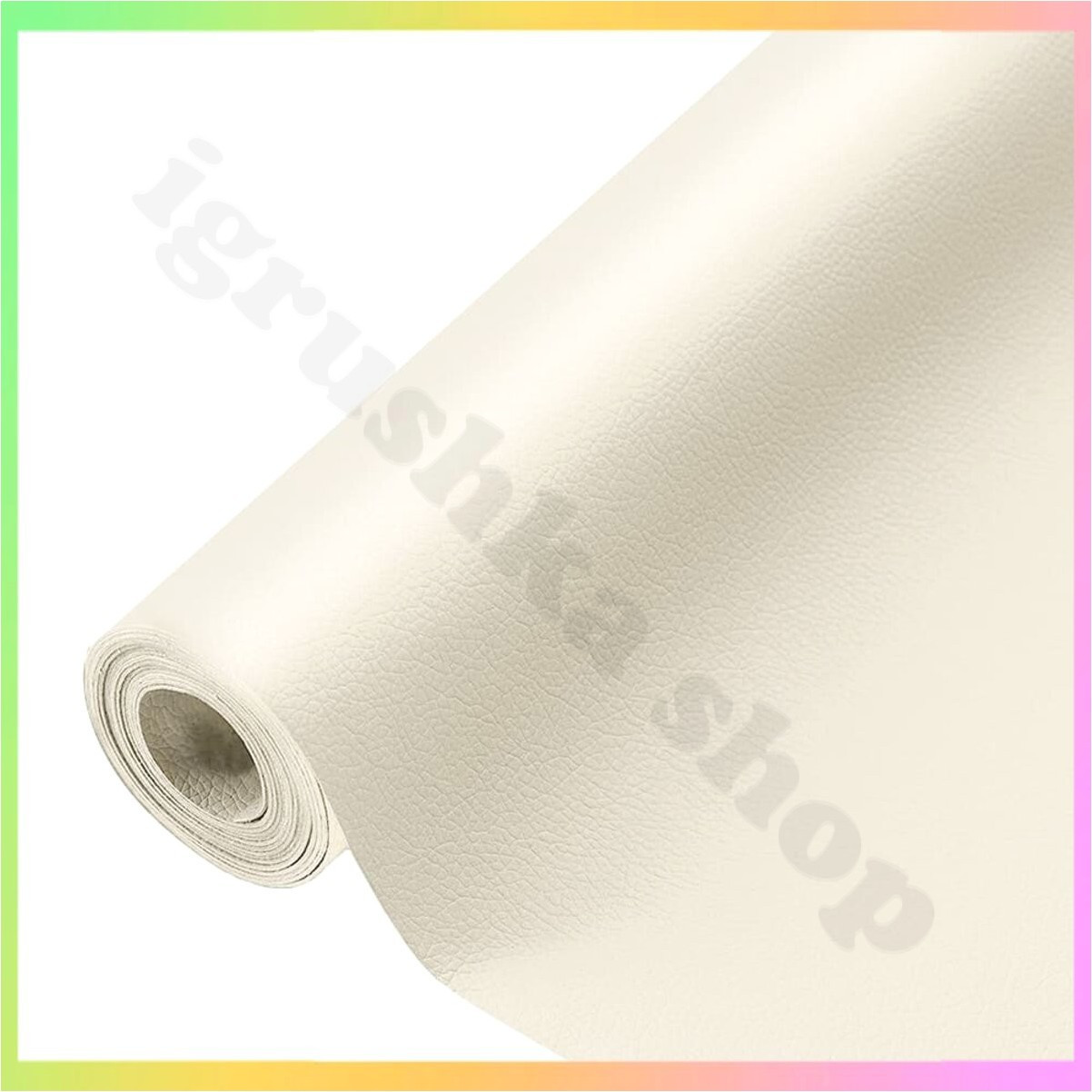 Самоклеюча екошкіра для ремонту меблів та автомобілів 137х300 см 0 5 мм молочна текстура рельєфна замінник натуральної шкіри, фото 1