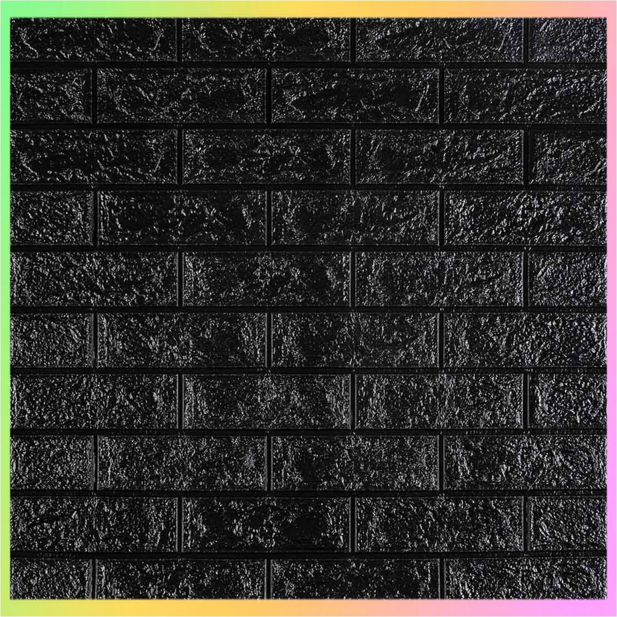 Самоклеючі 3D панелі для стін цегла чорна 70x77 см легкий декоративний матеріал для інтер'єру оздоблення стін, фото 1