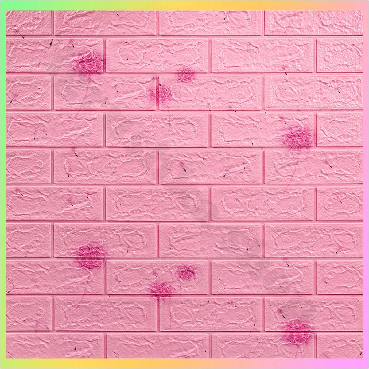 Декоративна 3D панель, що самоклеїться, під світло-рожеву цеглу 70x77 см для стін в квартирі офісі ремонті інтер'єрі, фото 1