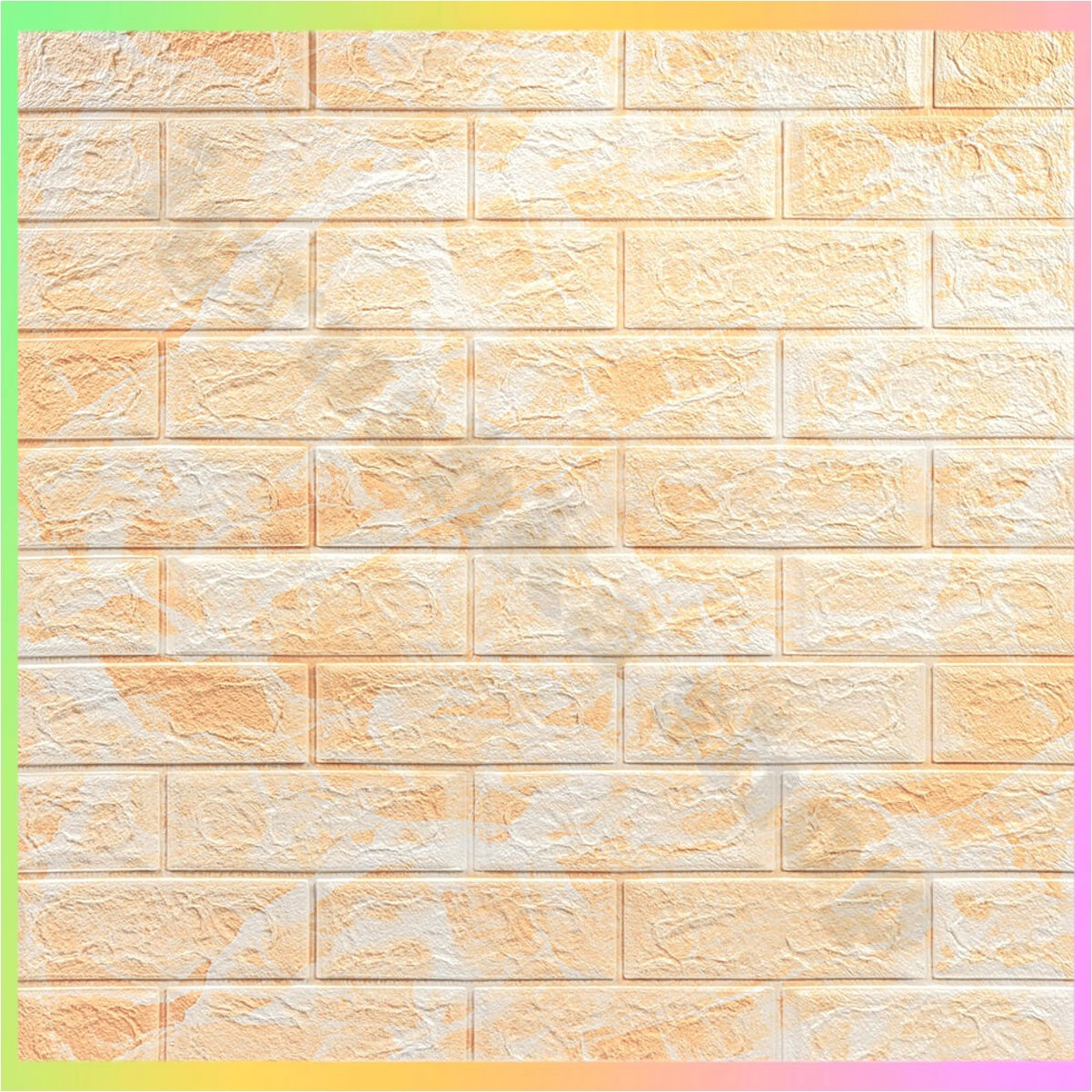 Декоративна 3D панель, що самоклеїться, бежевий мармур під цеглу 700x770 мм для стін інтер'єру ремонту декору, фото 1